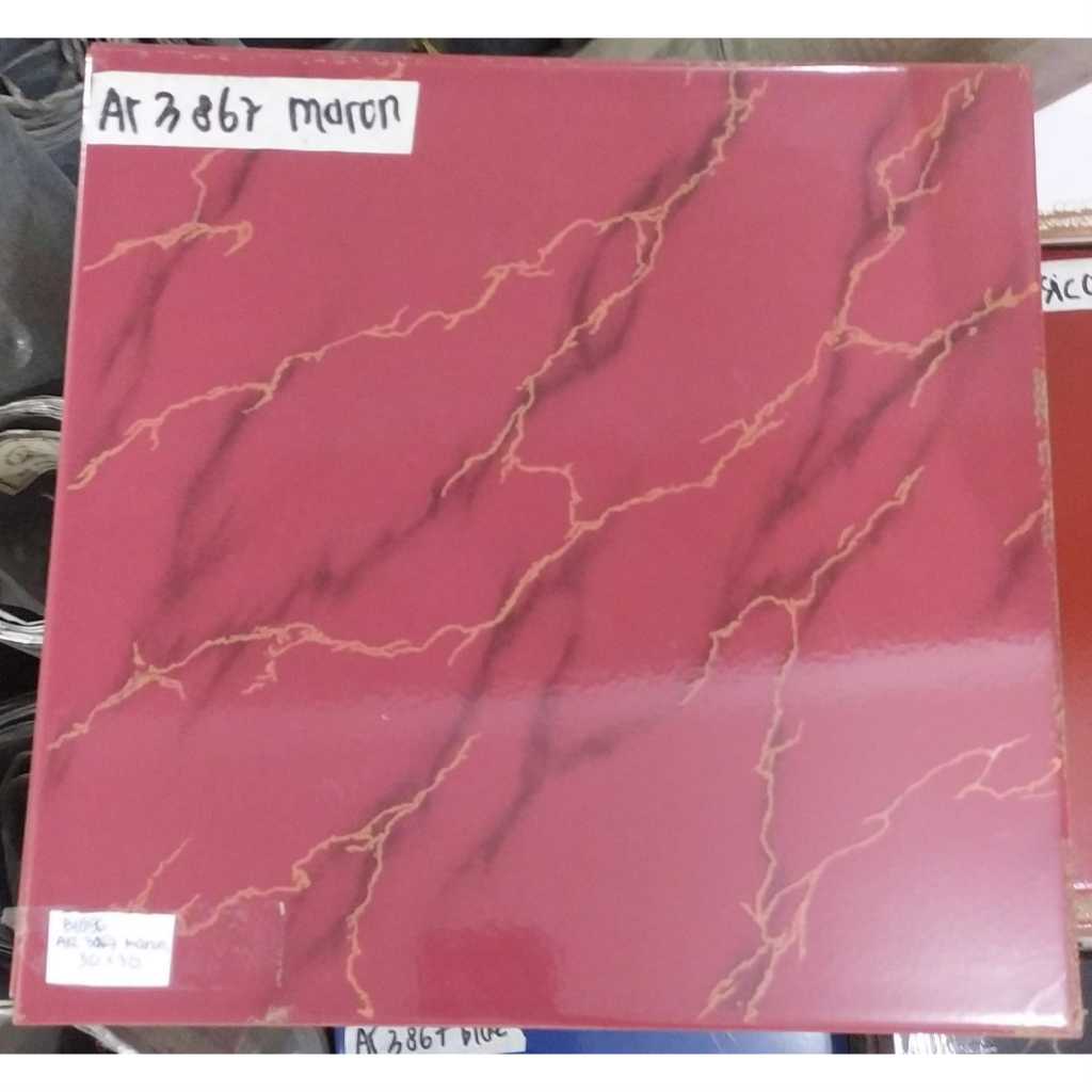 KERAMIK ARWANA AR3867 MAROON UK.30X30 GLOSSY LANTAI KERAMIK