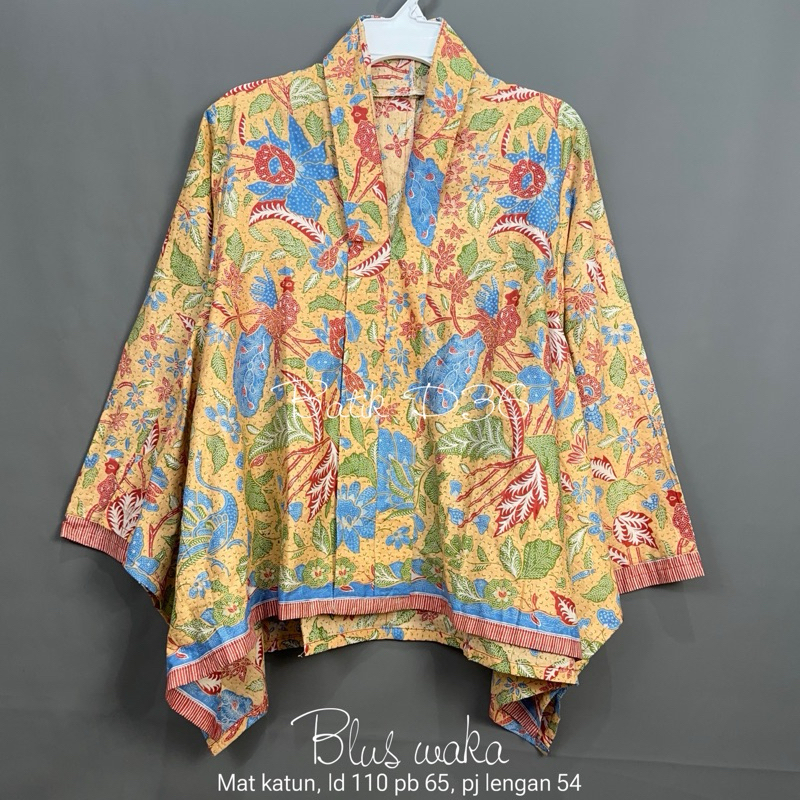 Blus waka katun halus jumbo Athalia Atasan Baju wanita model sayap warna pastel soft daun batik bung