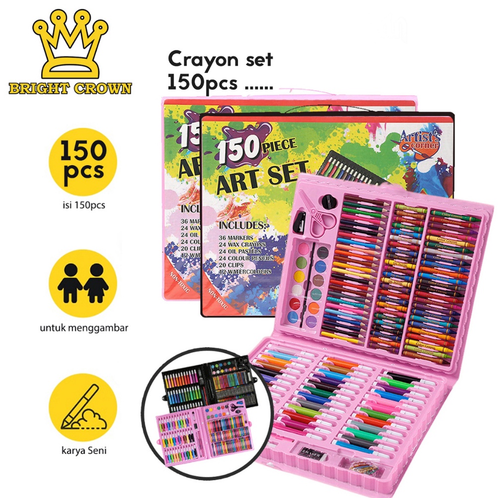 

Lariiss Bright Crown Pensil Warna Crayon set isi 15 pcs Crayon Mewarnai Alat Menggambar atau Mewarnai