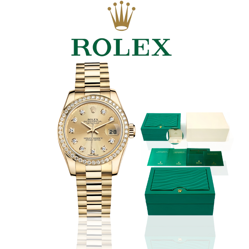 ROLEX Gold Datejust Jam tangan 179138-83138 G Automatic 18K Gold Teflon