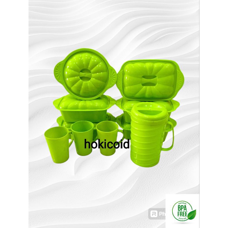 Prasmanan Set Isi10pcs/Wadah Prasmanan Kotak(basi 5+1bulat+3cangkir alesta+1teko)BPA FREE FOOD GRADE