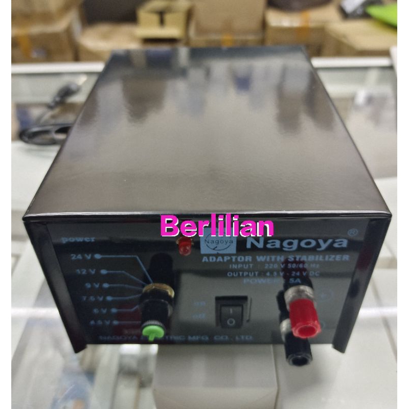Adaptor 5A 4,5V-24V DC Merek Nagoya input AC 220V / Adaptor Nagoya 5Amper DC 4,5V-24V