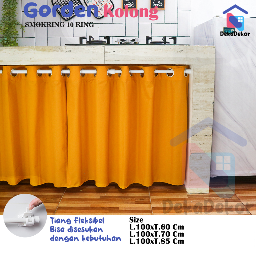 Gorden Kolong Dapur Polos Smokring Premium Tahan Air