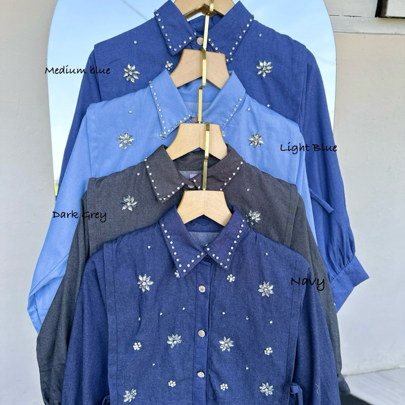 Lexi- Denim Blouse Payet swarovskii | Rompi depan belakang