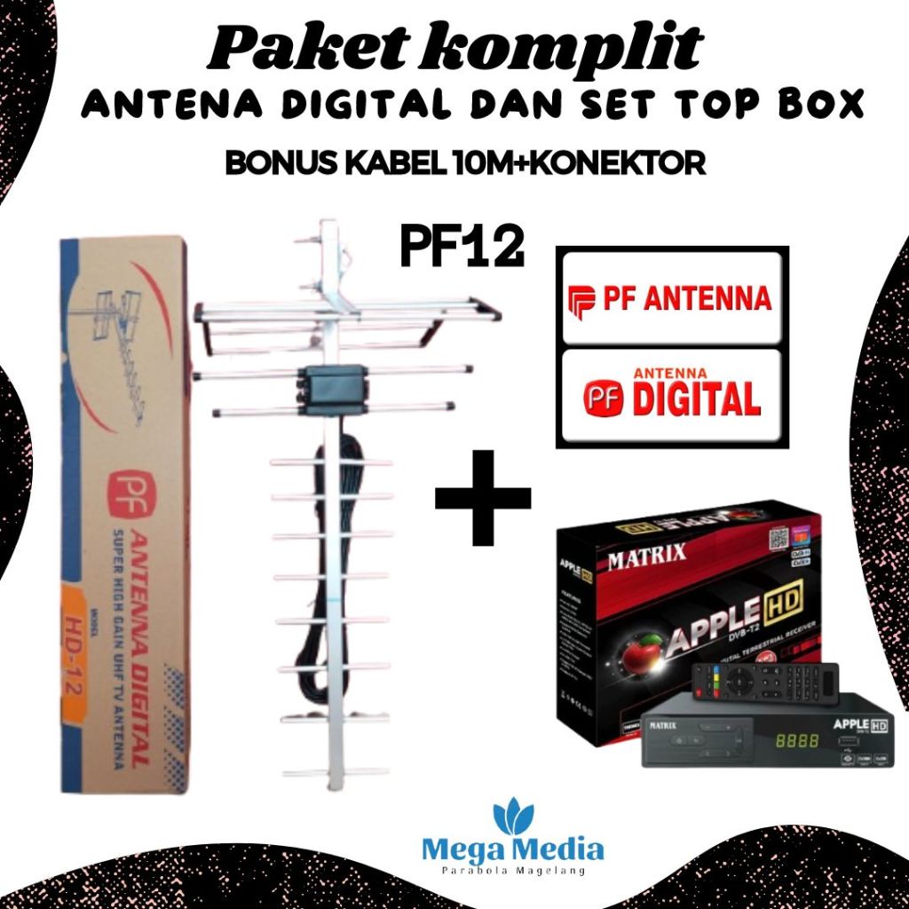 Paket Antena Digital Matrix plus STB Matrix Apple Merah Termurah