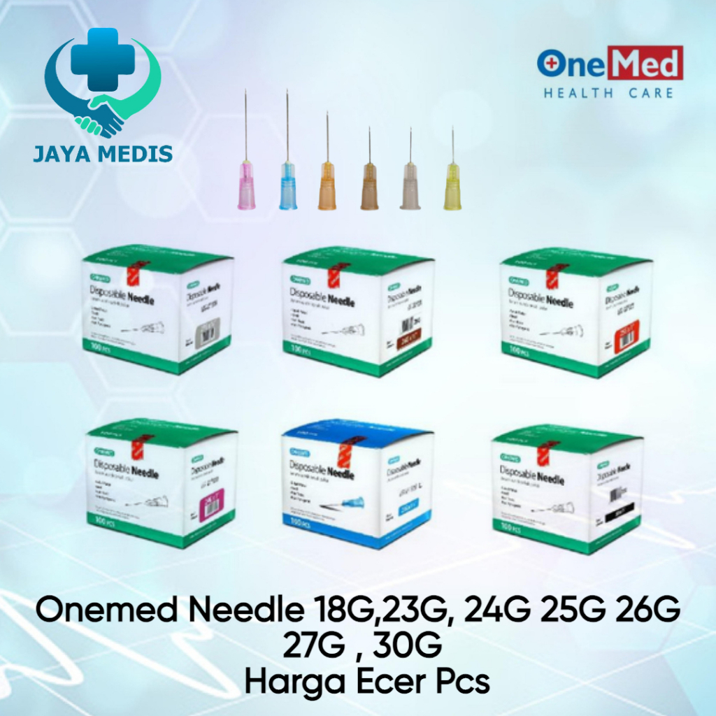 Neddle Disposable needle jarum onemed 18 23 24 25 26 27 30 harga ecer