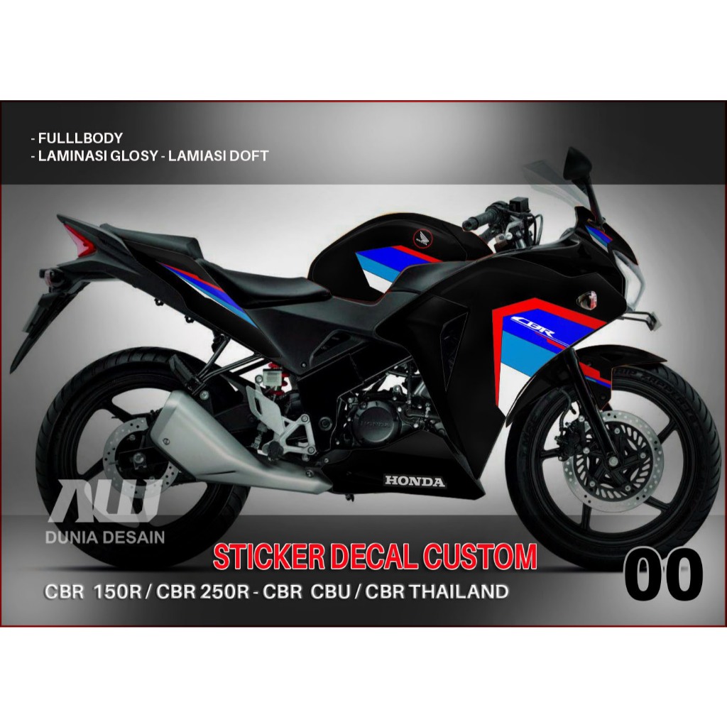 Sticker Decal CBR CBU 01-08, CBR Thailand, CBR 150 R Cbu, CBR 250R CBU fullbody