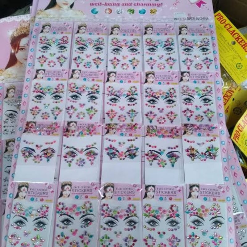 

1 Lembar stiker manik wajah karnaval pentas seni