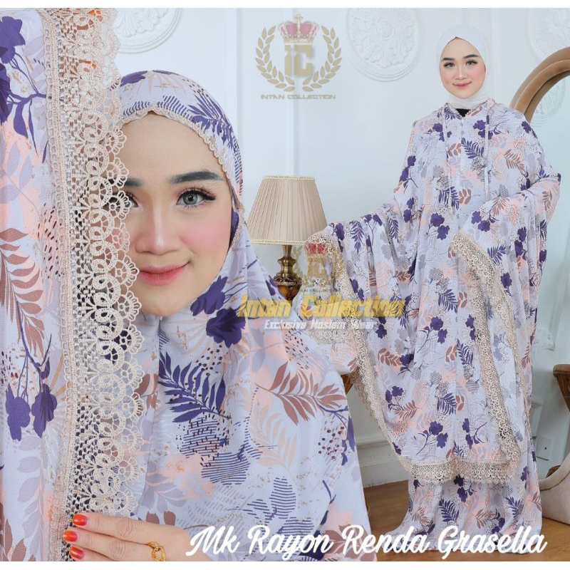 MUKENA DEWASA/MUKENA MK RAYON PREMIUM/MUKENA MK RAYON GRASELA/MUKENA MOTIF BUNGA/RENDA LEBAR