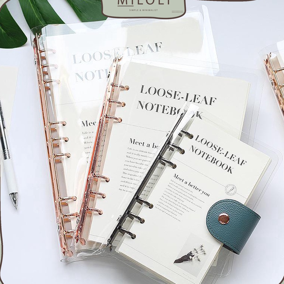 

Terbaru MILOLI Elegant Binder A5 Binder A6 Transparan Binder with Clip Note Book Loose Leaf Rose Gold Binder E36