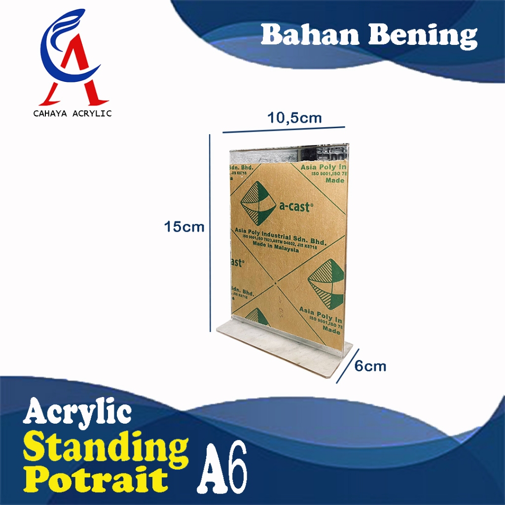 

AKRILIK DISPLAY A6 T POTRAIT / TEMPAT BROSUR / TENT CARD (2MM)