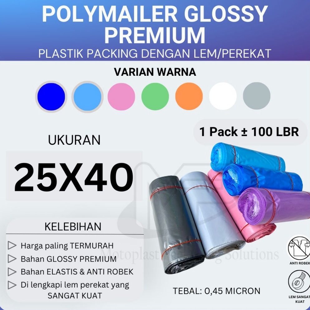 

Sale Sekarang Plastik packing polymailer glossy 25x4 isi 1 lbr