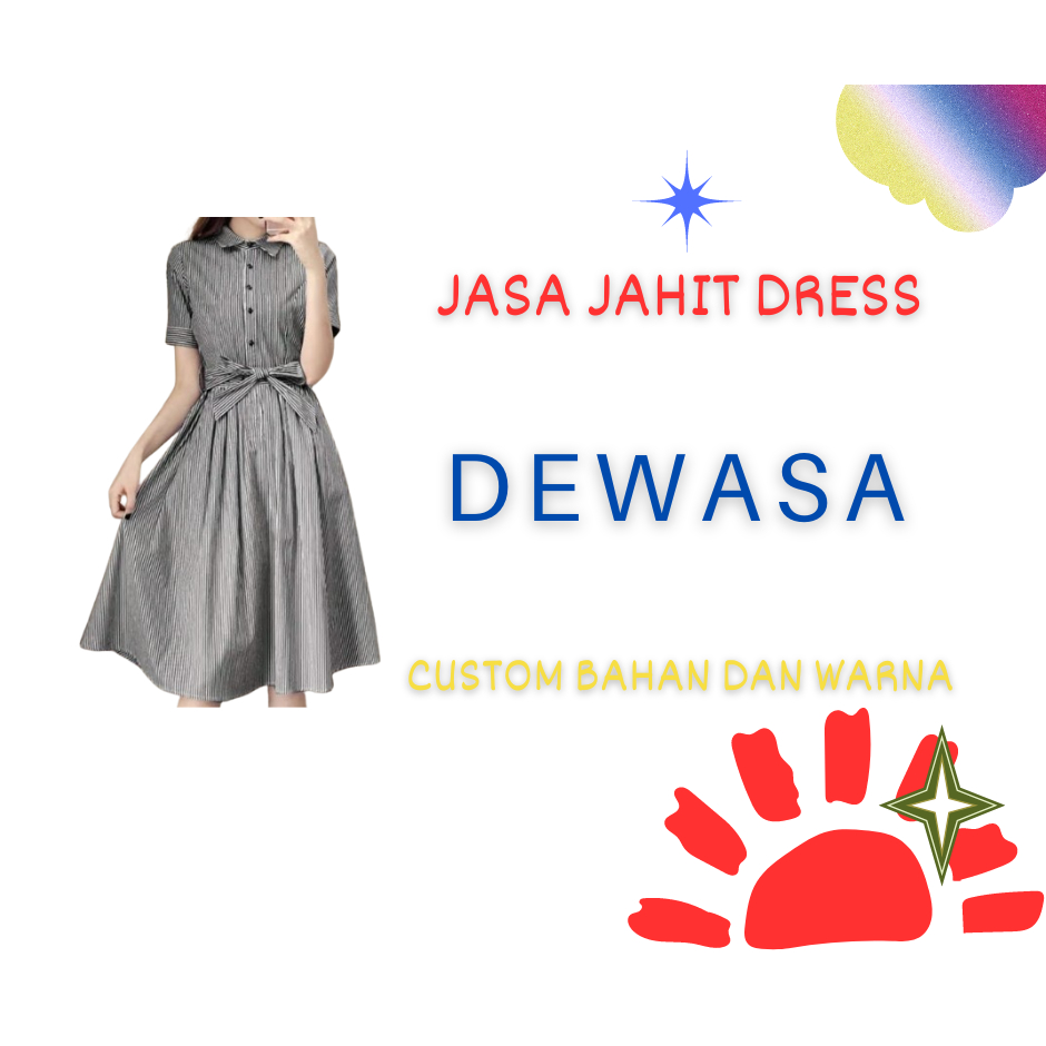Jasa Jahit Dress Dewasa / Pesta / Formal / Perpisahan /