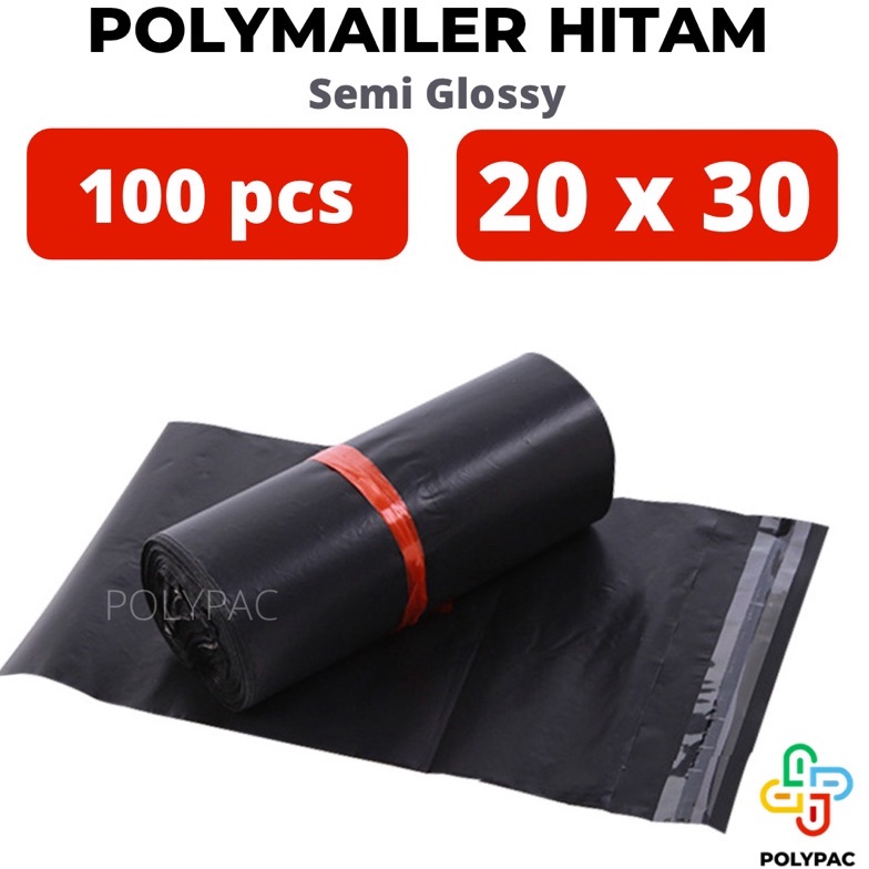 

Super Hits Plastik Polymailer Hitam Semi Glossy LDPE 2x3 isi 1 Bungkus Plastik Packing Online