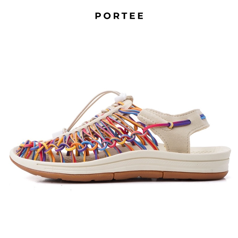 KODE K93G Sandal Wanita Portee Goods Loom Sandal Wanita Rainbow White