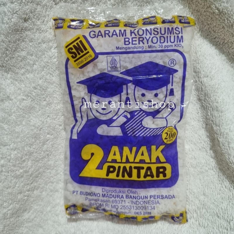 

Garam Kasar 2 Anak Pintar 200gram / Garam Beryodium