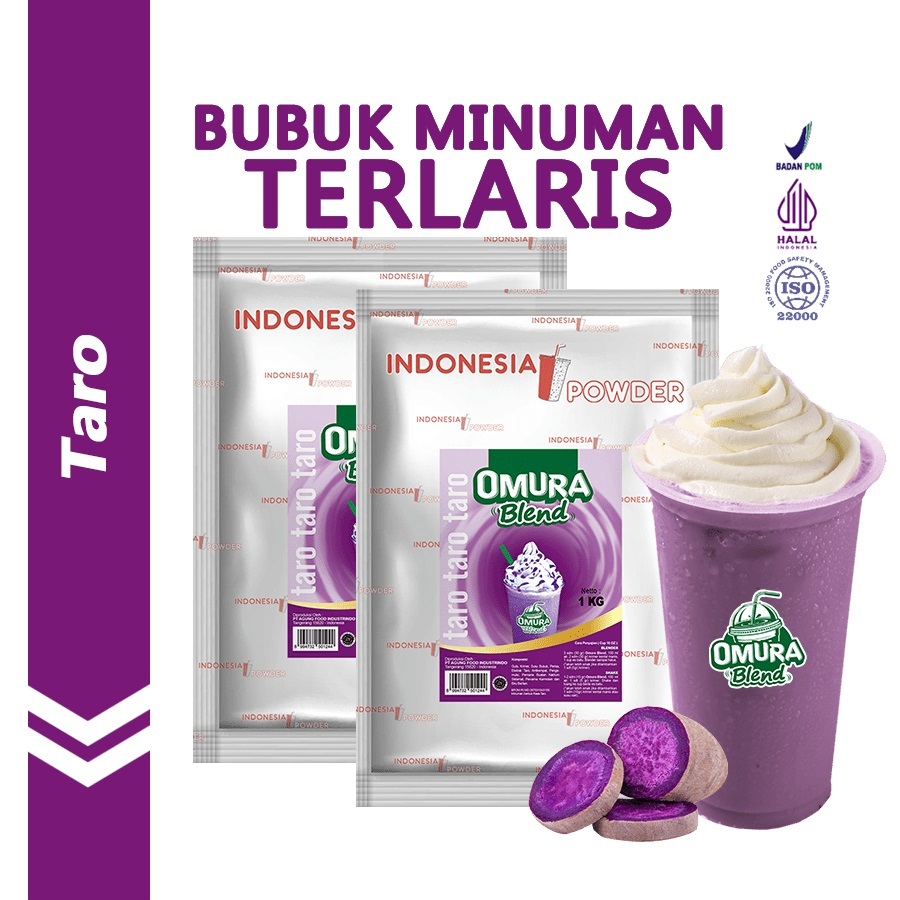 

[Bundle 2Bag x 1Kg] Rasa Taro Bubuk Minuman Premium Merk Omura Blend (Mix Gula)