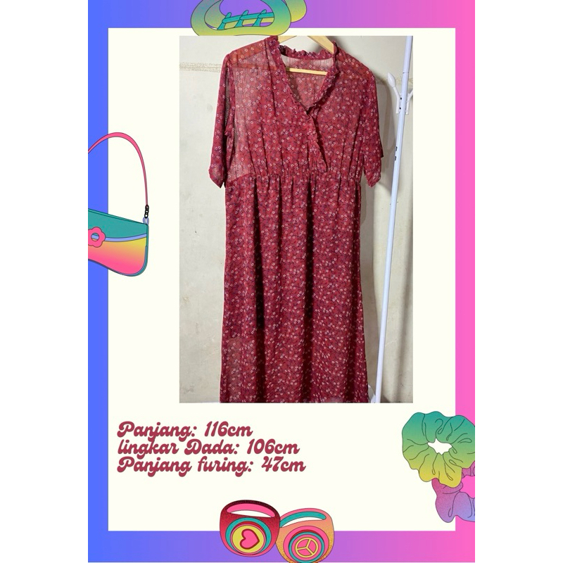 Midi Dress korean style rok wanita rok midi rok vintage rok bunga bunga ala korea