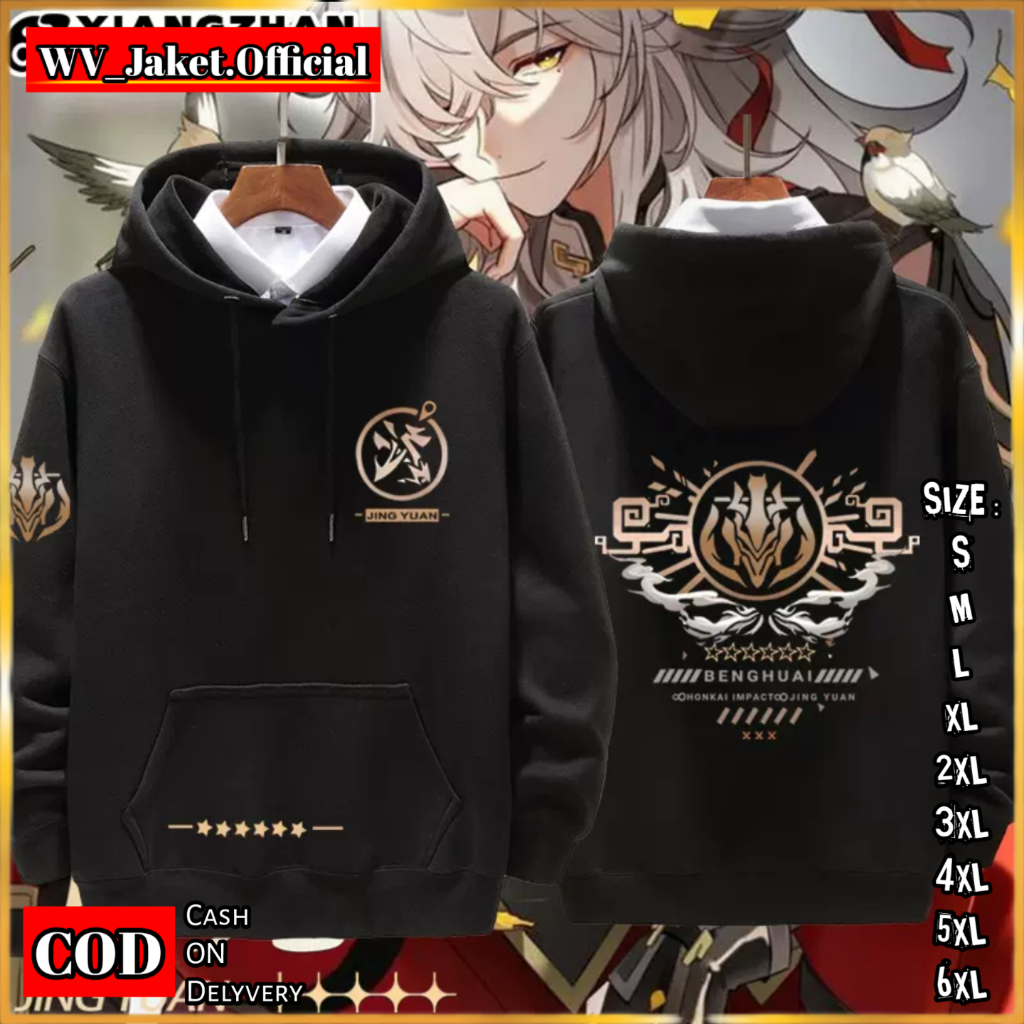 Jacket Hoodie Pullover HONKAI JING YUAN Oversize Korean Style Jacket FLEECE Unisex Oversize Premium