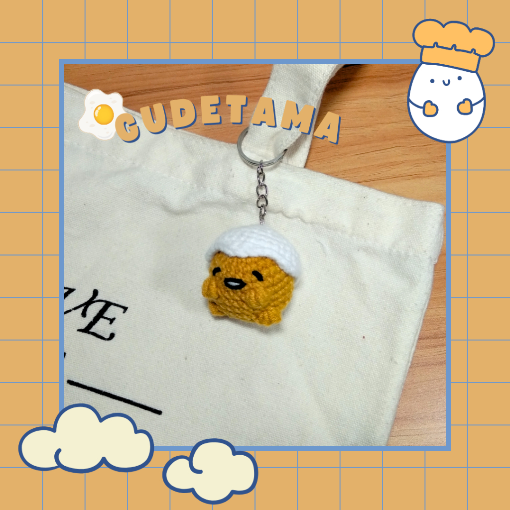 { Tinymade } Gudetama Keychain | Gantungan Kunci Rajut Gudetama