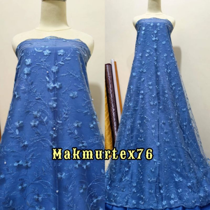 Termurah......COD Tile Akar Mutiara Gliter/Tule Akar/Tile Mutiara Gliter/Cocok utk Gamis.Kebaya.Tuni