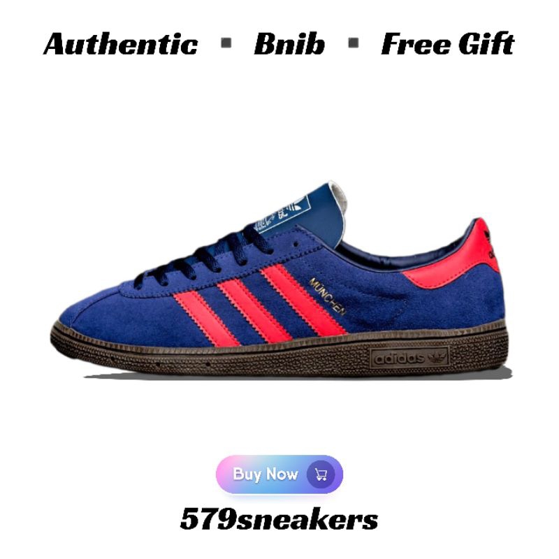 Adidas Munchen Shoes Men's Dark Blue Solar Red Gum Original 100%