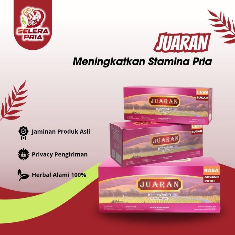 Jamu Kuat Juaran Herbal Minuman Serbuk Penambah Stamina Pria Dewasa Rasa Anggur