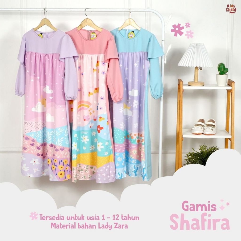 Shafira - Gamis Anak Perempuan 1 - 12 Tahun Baju Muslim Anak Perempuan Gamis Set Hijab Anak Perempua