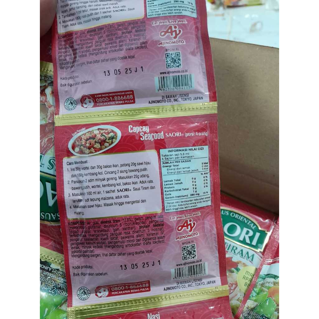 

Saori Saus Tiram 23ml - Saus Oriental 10pcs