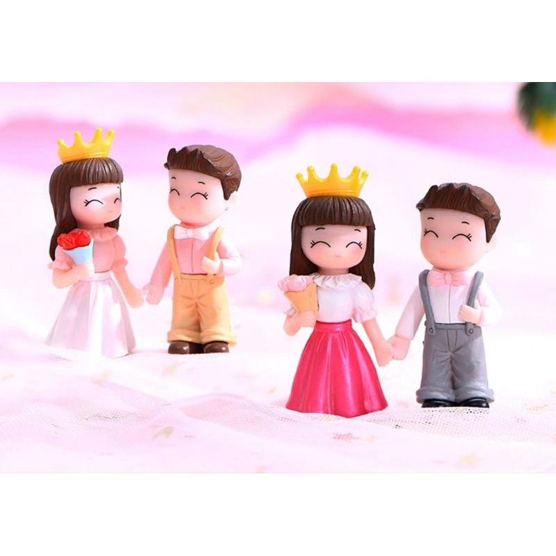 Patung Sepasang Kekasih Dan Bunga TOPPERS Kue Romantis Miniatur Pengantin