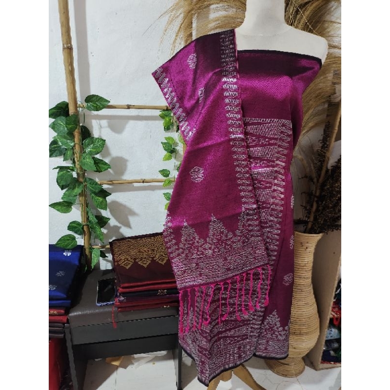 Songket silungkang warna pink magenta ( pink fanta )