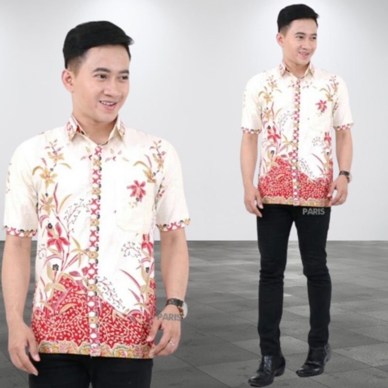 KEMEJA BATIK PRIA UNGGUL JAYA MERAH PUTIH