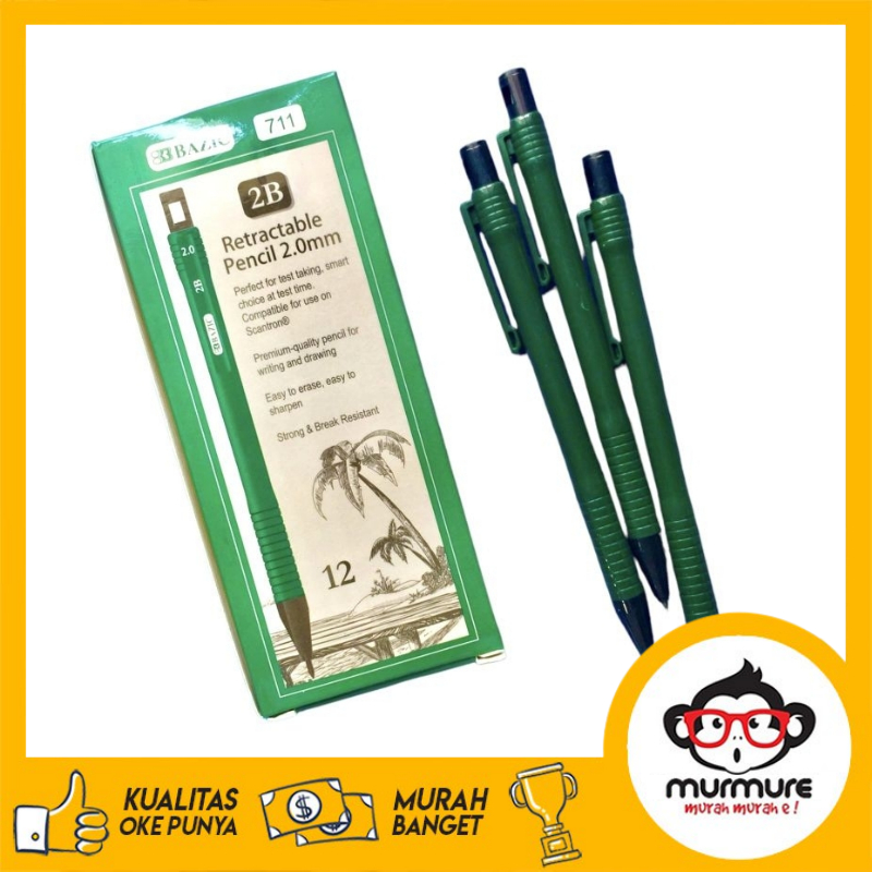 

MURMURE I 1PCS PENSIL MEKANIK RETRACTABLE PENCIL BAZIC 711 2B 2MM