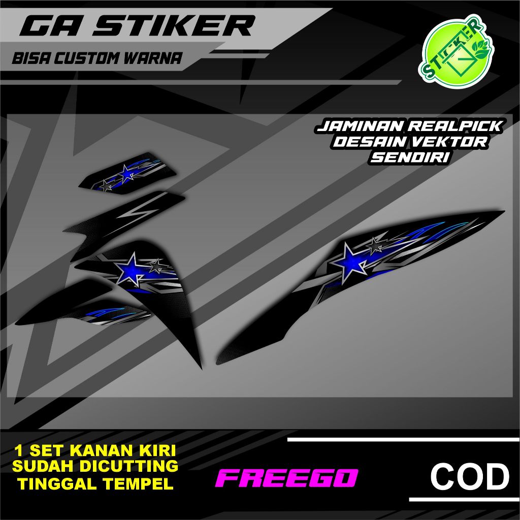 STRIPPING SIMPEL YAMAHA FREEGO DIESEL STAR LIVERY MOTIF TERLARIS SUDAH DI CUTTING TINGGAL TEMPEL