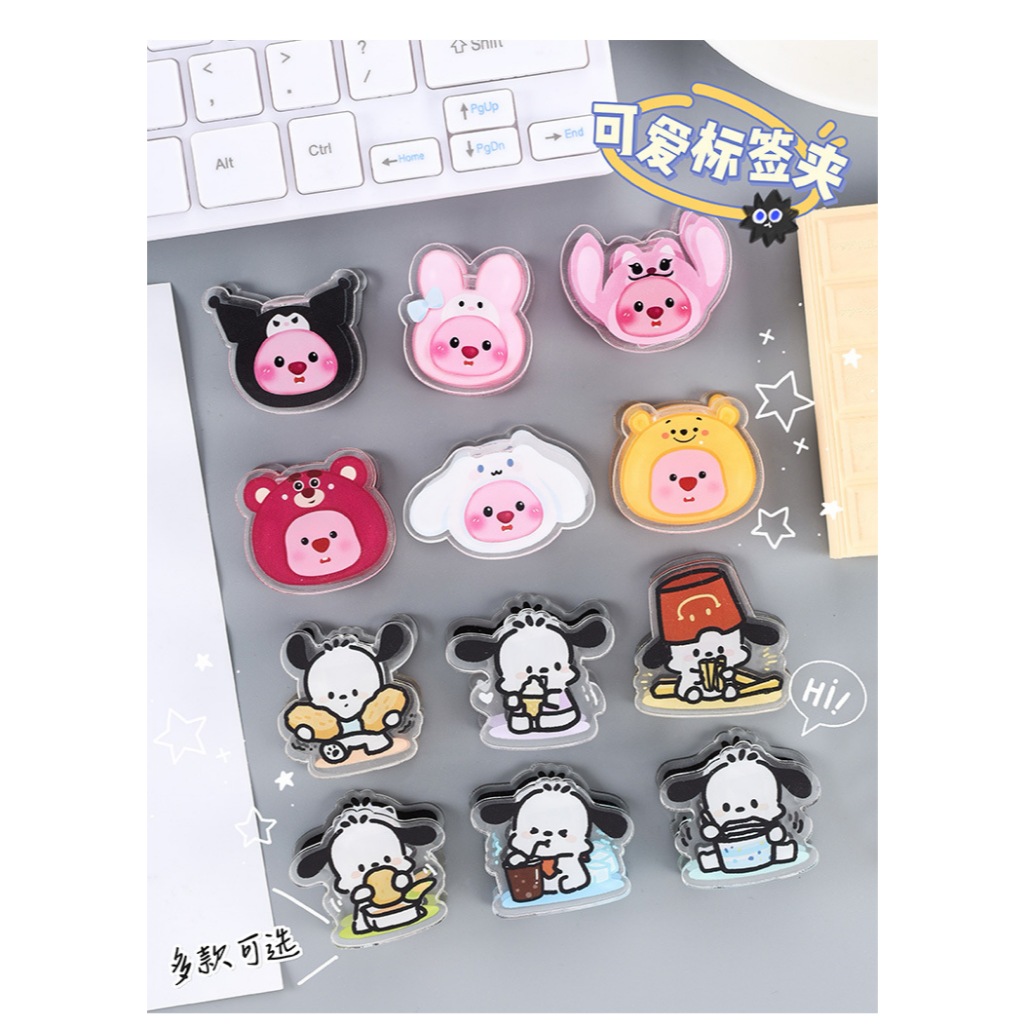 

KLIP JEPITAN KERTAS PAPER CLIP AESTHETIC AKRILIK LOOPY PORORO POCHACCO IMPORT