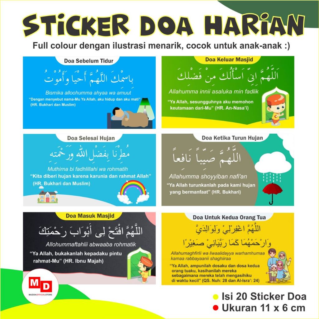 

Sticker Doa Harian Anak Islami Isi 20 Stiker Anak Islam Murah Anti Air