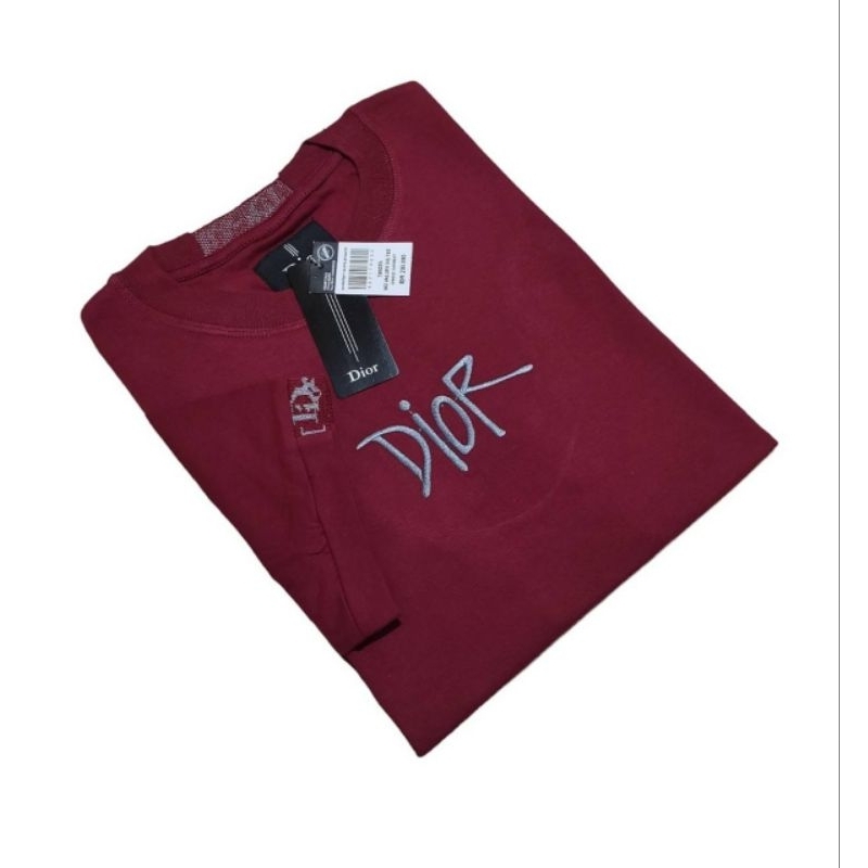 KAOS PRIA BORDIR DADA RIB TANGAN DIOR KAOS DIOR TSHIRT DIOR