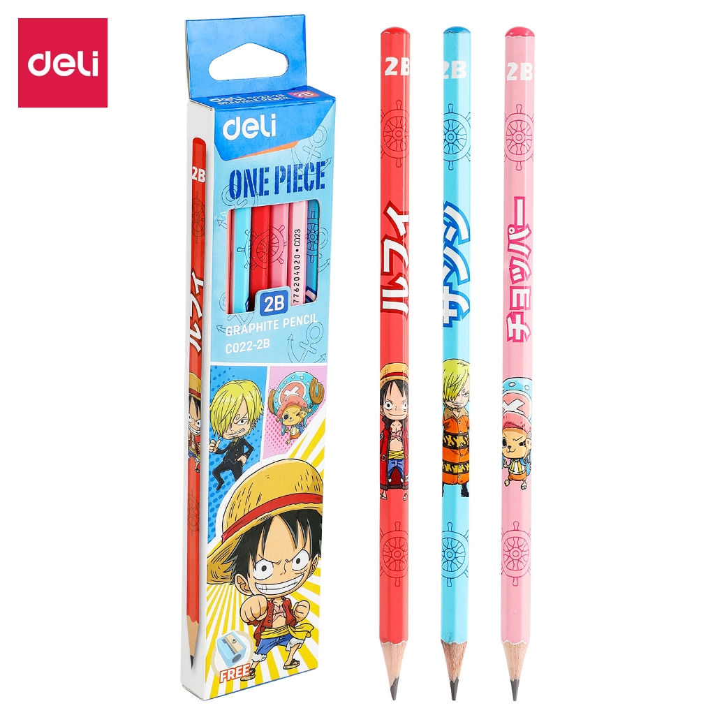 

Deli One Piece Graphit Pencil / Pensil Kayu Grafit 2B Lucu Kartun One Piece Free Penghapus 12 Pcs / Box EC022-2B