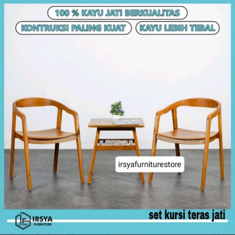 Set Kursi Teras Jati - Kursi Teras Kayu Jati Plus Jok Busa