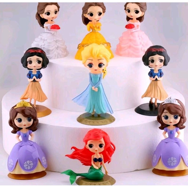 Topper mainan princess mermaid/sofie/belle/frozen elsa/putri salju/Anna / Topper kue Ultah Dino/ Ang