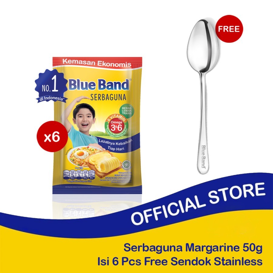 

Blue Band Serbaguna 50gr isi 6pcs Free Sendok Stainless