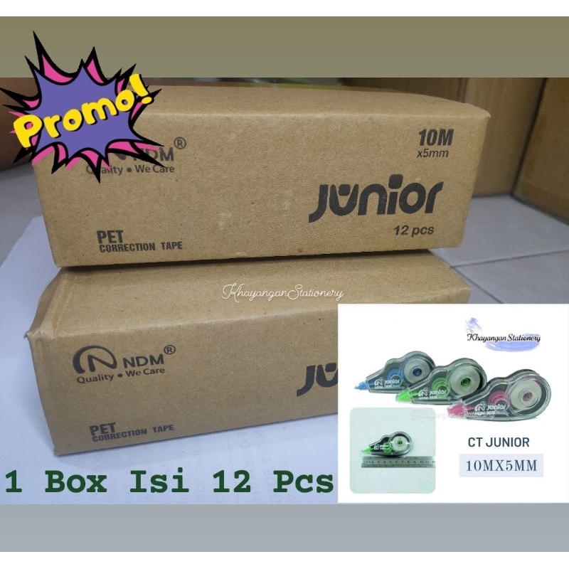 

Correction Tape/Tipe-X Kertas Panjang 10m/1 Box 12 Pcs CT JUNIOR NDM Premium- KhayanganStationery