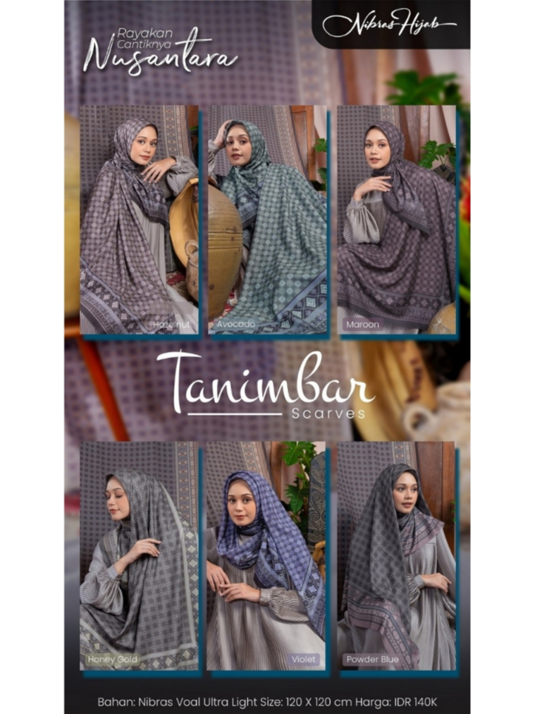Hijab Segi Empat Nibras Tanimbar Scarves Jilbab Motif 120x120 CM