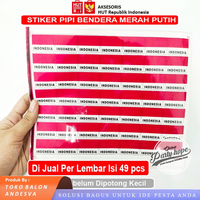 

PRODUK TERBARU [perlembar] Stiker pipi merah putih / sticker pipi bendera Indonesia i love Indonesia