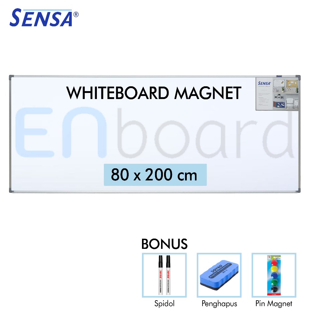

Papan Tulis Whiteboard / White Board Gantung Magnet Single Face Sensa 80 x 200 cm