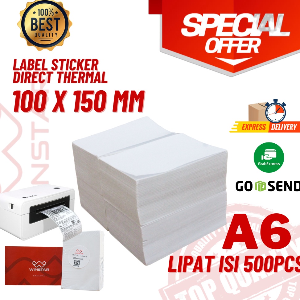 

Kertas sticker label thermal 1x15 MM isi 5 pcs Lipat ukuran A6 j T4Z3