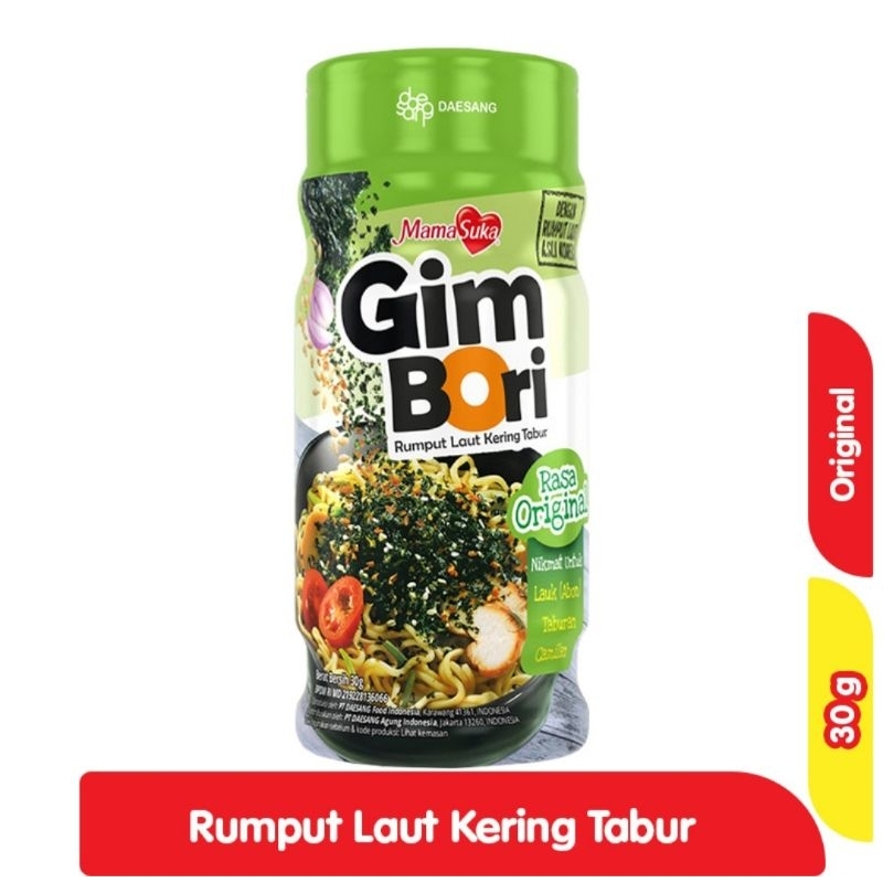 

Mama Suka Gim Bori Rumput Laut Kering Tabur Original Botol 30g