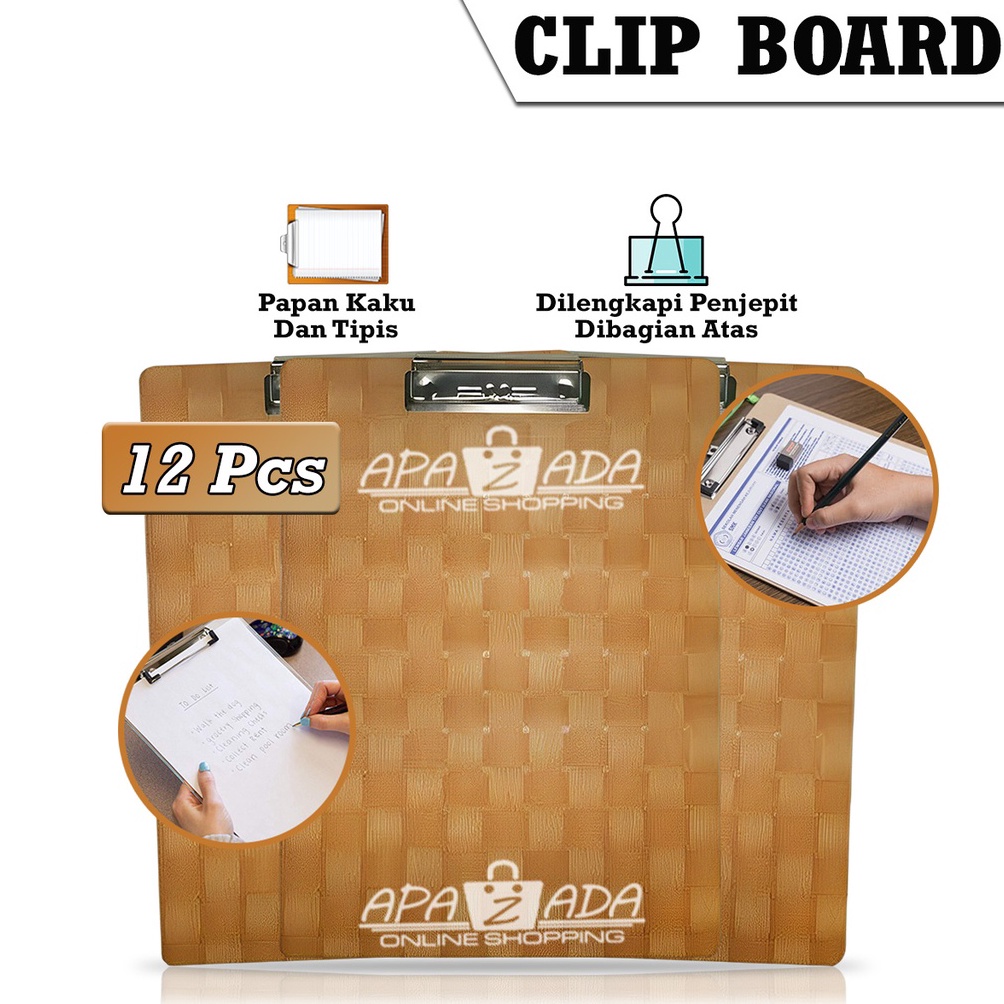 

Apazada Papan Jalan 12Pcs Clipboard Folio Papan Ujian Alas Ujian Clip Board Clipboard Papan Jalan A4 Papan Jalan Kayu Murah Berkualitas Bisa Cod e V6T9