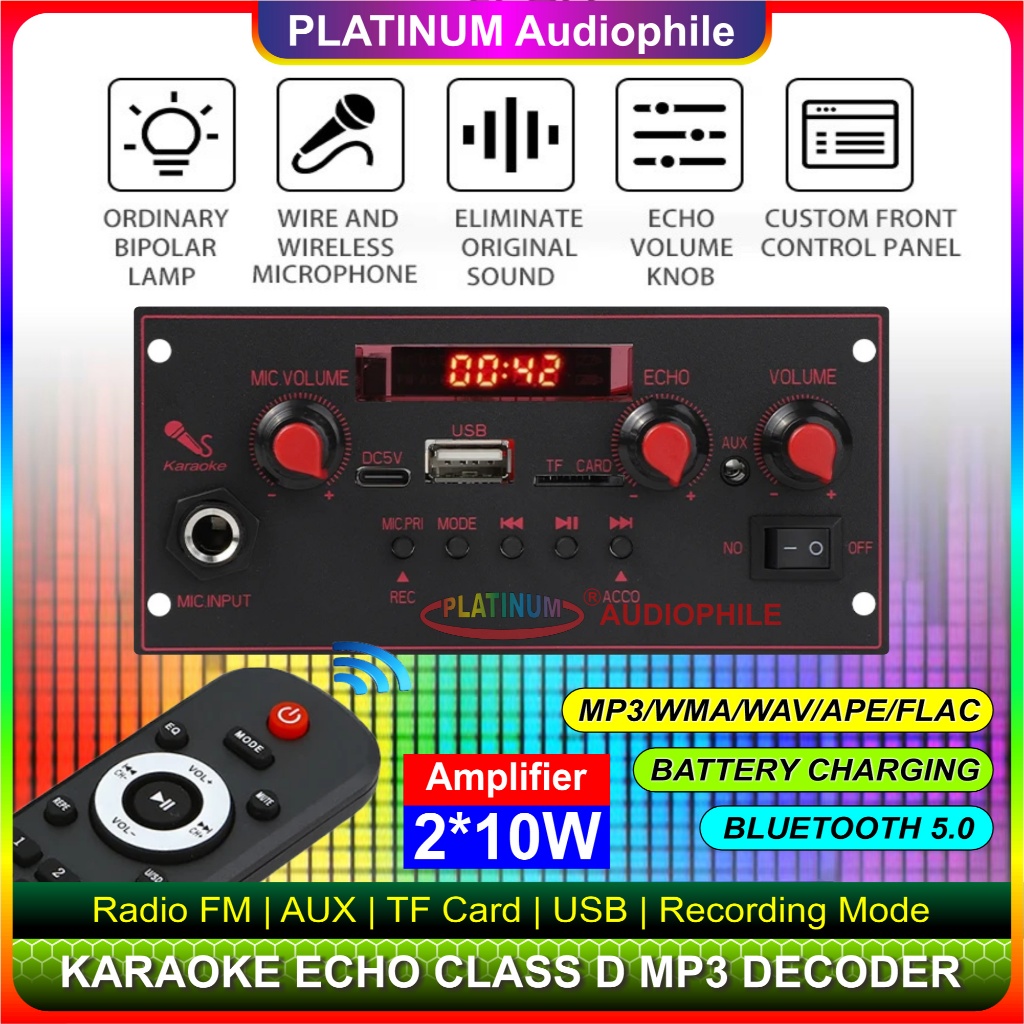 Modul MP3 Decoder Bluetooth Karaoke Amplifier 2x 10W Multimedia Trolley Speaker 137BT