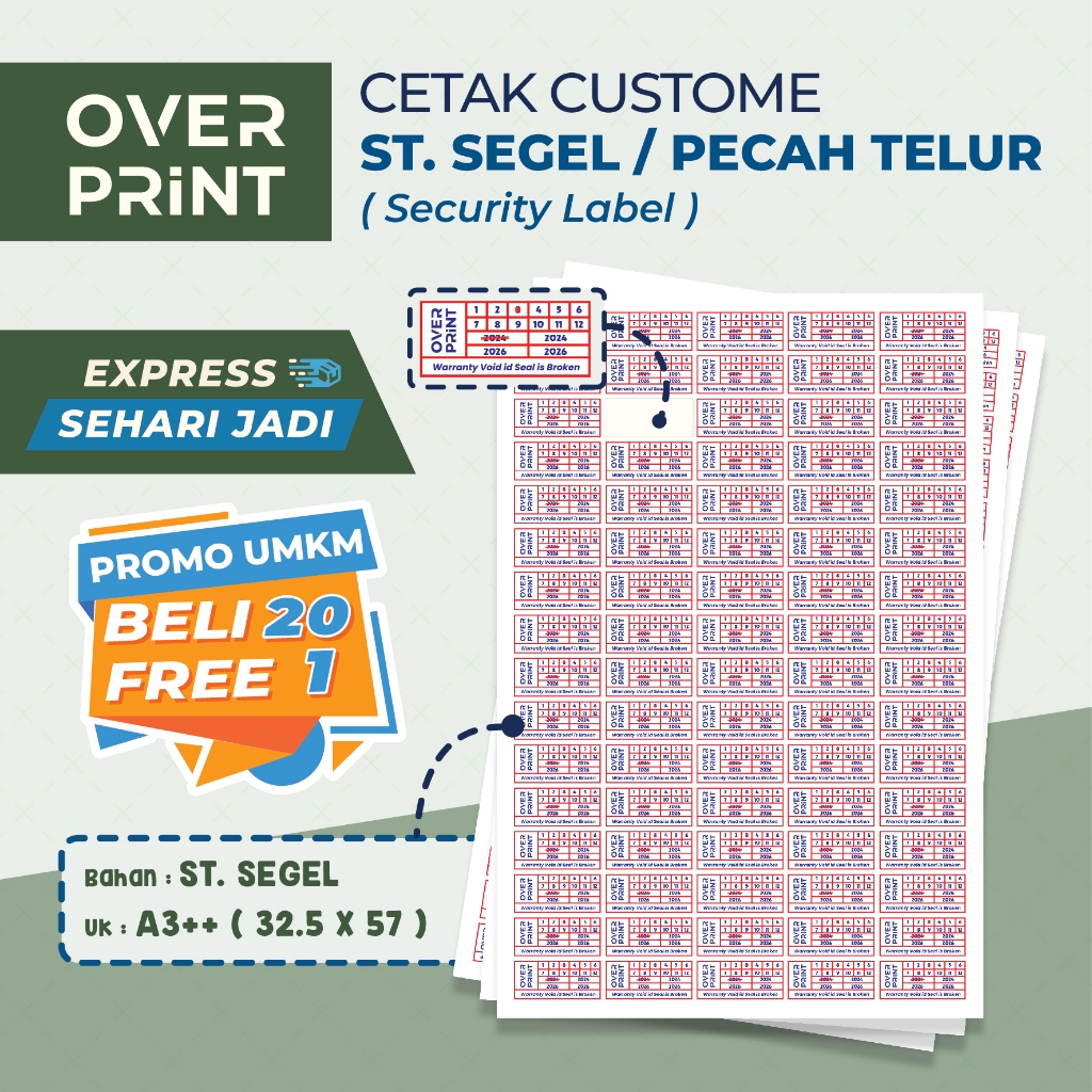 

Cetak Stiker Segel / Pecah Telur (Stiker Garansi) Uk 32.5 x 57 | EXPRESS - SEHARI JADI | INC KISSCUT
